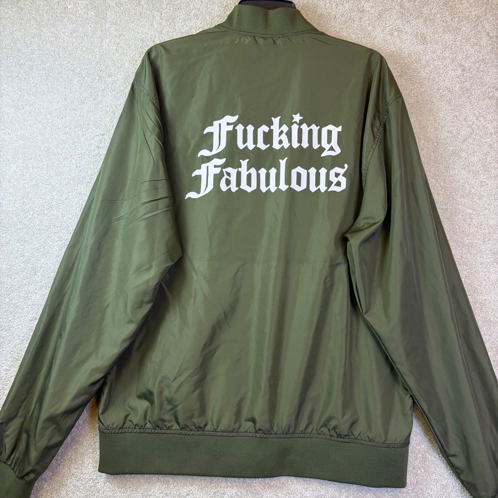 Independent Trading Co Bomber Jacket Mens XL Green Savage Soul Fucking Fabulous